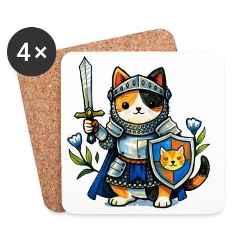 Knight Kitten Armor Quest - Coasters (set of 4) - white - Front