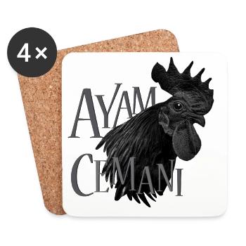 Ayam Cemani - Chicken Fans - Rooster - Rooster - Coasters (set of 4) - white - Front