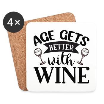 Age Gets Better with Wine – Lustiges Weindesign - Untersetzer (4er-Set) - Weiß - Vorne