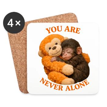 Baby Affe Punch mit Plüschaffen You're never alone - Untersetzer (4er-Set) - Weiß - Vorne