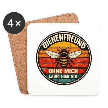 Bienenfreund Retro Spruch - Untersetzer (4er-Set) - Weiß - Vorne