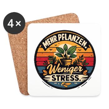 Mehr Pflanzen Weniger Stress - Untersetzer (4er-Set) - Weiß - Vorne