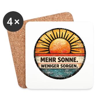 More Sun Less Worries Retro - Coasters (set of 4) - white - Front