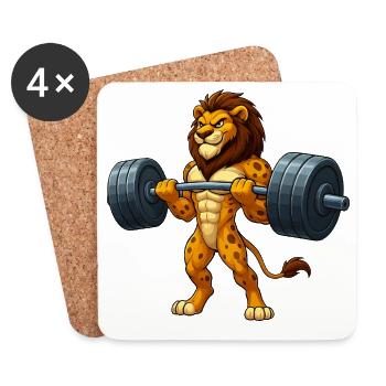 Bodybuilding en haltérophilie du Roi Lion Strong - Dessous de verre (lot de 4) - blanc - Devant