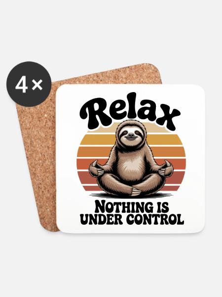 Relax Nothing Is Under Control Vintage Sloth - Coasters (set of 4) - white