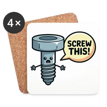 Screw This Funny Screw Pun Design - Coasters (set of 4) - white - Front