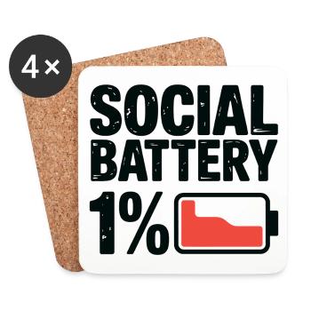 T-shirt graphique 1 % de la batterie sociale - Dessous de verre (lot de 4) - blanc - Devant