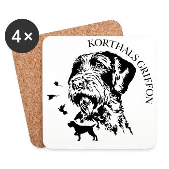 Korthals Griffon Portrait Hunde Jagdhunde Wilsigns - Untersetzer (4er-Set) - Weiß - Vorne