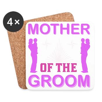Mutter des Bräutigams Hochzeitsmama-Geschenkhemd - Untersetzer (4er-Set) - Weiß - Vorne