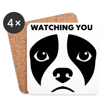 Dog View te regardant dire - Dessous de verre (lot de 4) - blanc - Devant