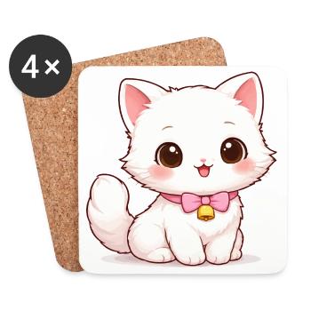 Kitten Bell Magic - Coasters (set of 4) - white - Front