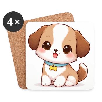 Dog Cute Comic - Coasters (set of 4) - white - Front