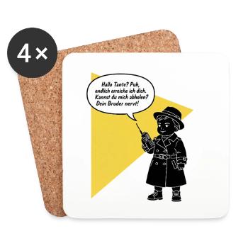 Hello aunt - pick up? Your brother is funny annoying - Coasters (set of 4) - white - Front