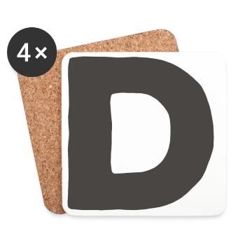 Minimal Letter D Bold Monogram Typography - Coasters (set of 4) - white - Front