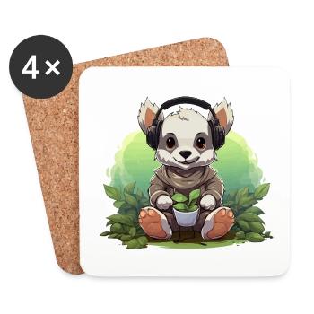 Headphone panda planting - Coasters (set of 4) - white - Front