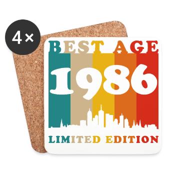 1986 Vintage Retro Geburtstagsgeschenk - Untersetzer (4er-Set) - Weiß - Vorne