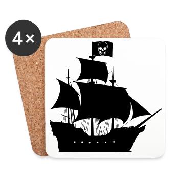Pirate ship - Coasters (set of 4) - white - Front