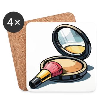Puderpinsel Illustration Make-up - Untersetzer (4er-Set) - Weiß - Vorne