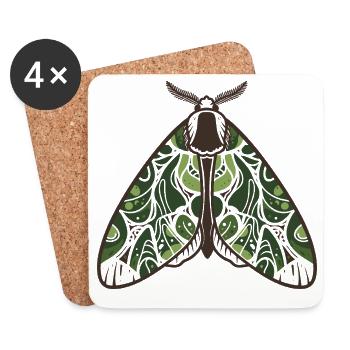 Papillon de nuit feuilluaire verdoyant - Dessous de verre (lot de 4) - blanc - Devant
