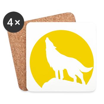Moon Silhouette Wolf Howl - Coasters (set of 4) - white - Front