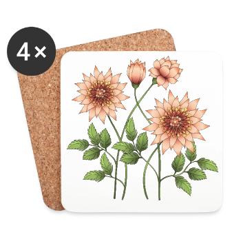 Fleur - Dessous de verre (lot de 4) - blanc - Devant