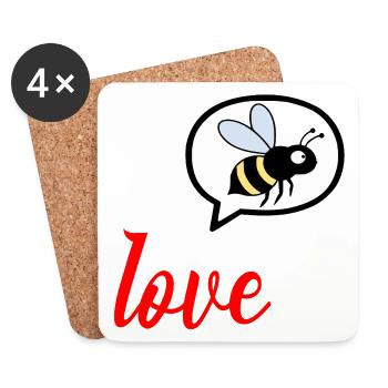 J’adore le miel des abeilles - Dessous de verre (lot de 4) - blanc - Devant