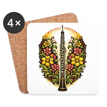 Floral Saxophone Bloom - Coasters (set of 4) - white - Front