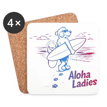 Aloha Ladies Surfer Hund Hawaii Style - Untersetzer (4er-Set) - Weiß - Vorne