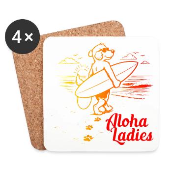Aloha Ladies Surfer Hund Hawaii Style - Untersetzer (4er-Set) - Weiß - Vorne