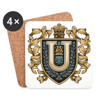 U Letter Name Crown - Coasters (set of 4) - white - Front