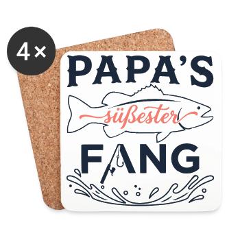 Papas süßester Fang - Angler Baby & Kind Design - Untersetzer (4er-Set) - Weiß - Vorne