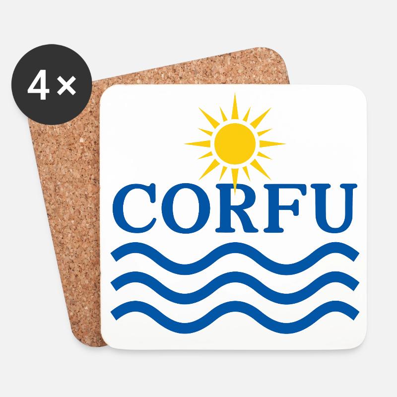 Corfu Sun Waves Logo  - Coasters (set of 4) - white