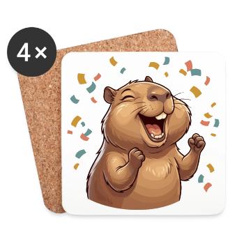 Happy Capybara Capybara - Coasters (set of 4) - white - Front