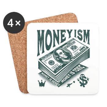 Œuvres d’art de Money Is King Stack - Dessous de verre (lot de 4) - blanc - Devant