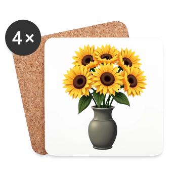 Tournesols - Dessous de verre (lot de 4) - blanc - Devant