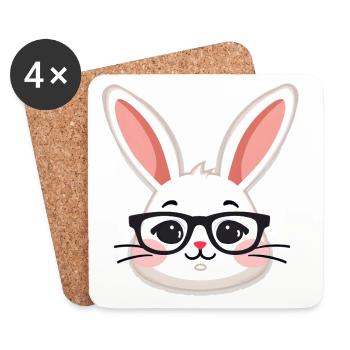Rabbit with glasses - Coasters (set of 4) - white - Front