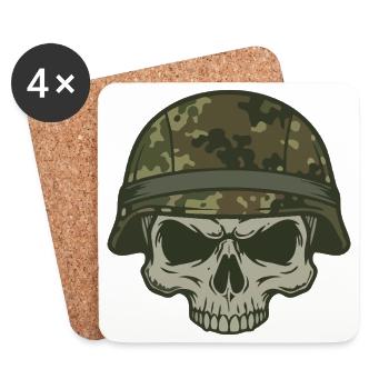 Skull Camouflage Camouflage Helmet Olive Green Motif - Coasters (set of 4) - white - Front