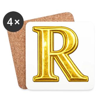 Monogramme d’or R - Dessous de verre (lot de 4) - blanc - Devant