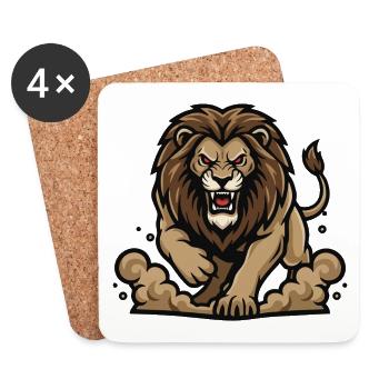Lion Alpha Charge Lion Power Maskottchen - Untersetzer (4er-Set) - Weiß - Vorne