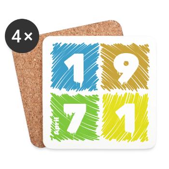 55. Geburtstag Farbige Patches since 04/1971 - Coasters (set of 4) - white - Front