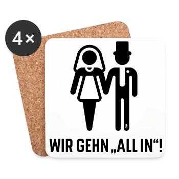 We're going "all in"! (Wedding Bride and groom JGA, Black) - Coasters (set of 4) - white - Front