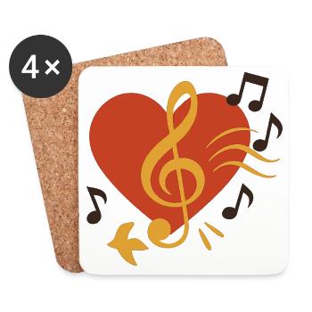 Musik fürs Herz - Untersetzer (4er-Set) - Weiß - Vorne