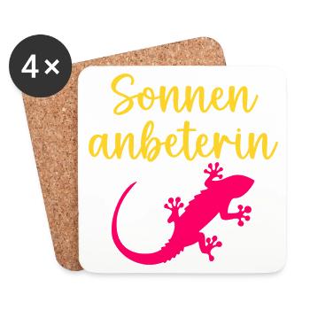 Adorateur du Soleil Lézard Soleil d’été - Dessous de verre (lot de 4) - blanc - Devant