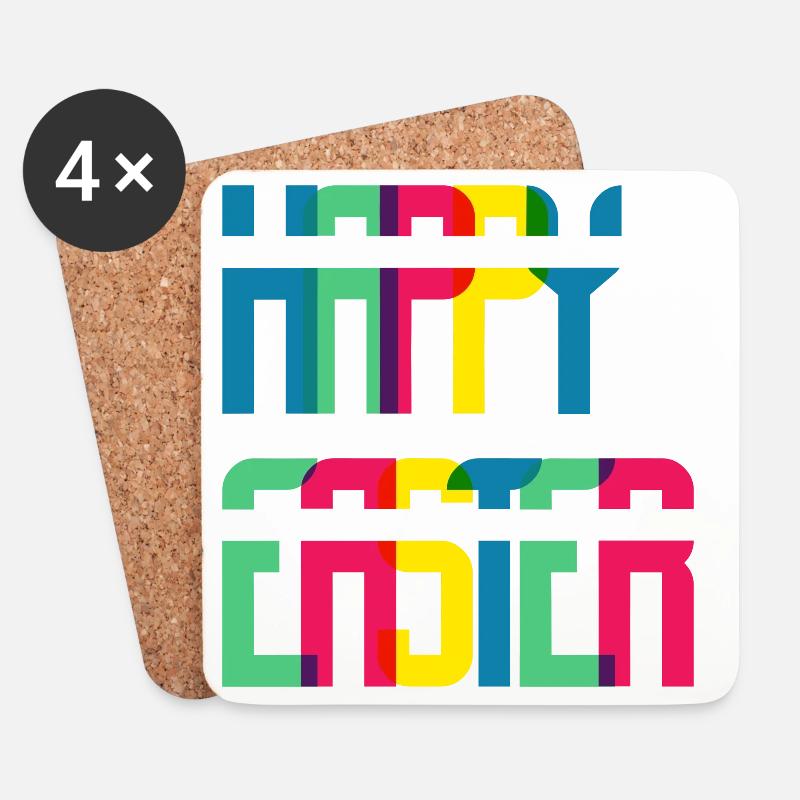Bunte Retro-Typografie Blockfarben - Untersetzer (4er-Set) - Weiß