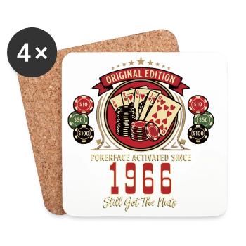 Anniversaire du poker 1966, chemise de poker drôle - Dessous de verre (lot de 4) - blanc - Devant