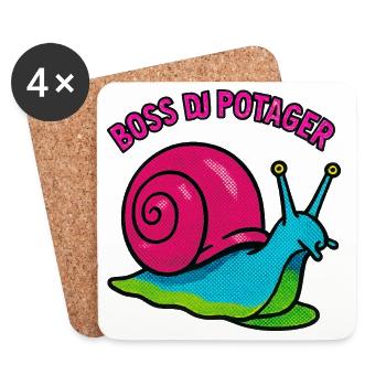 Snail Chef of the Vegetable Garden - Retro Comic - Coasters (set of 4) - white - Front