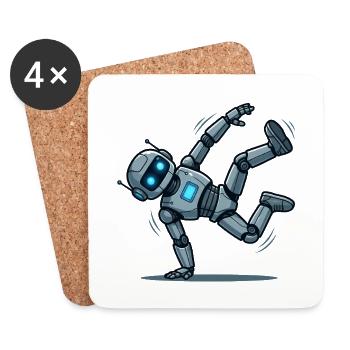 3 Le Robot Danseur Breakdance - Dessous de verre (lot de 4) - blanc - Devant