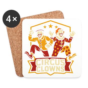 Clowns de cirque – Cirque pour enfants drôles - Dessous de verre (lot de 4) - blanc - Devant