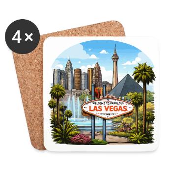 Las Vegas Neon Sign & Skyline - Coasters (set of 4) - white - Front