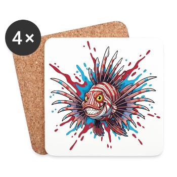 Stachelfisch mit Buntakzent - Untersetzer (4er-Set) - Weiß - Vorne